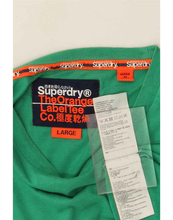 T-shirt da uomo SUPERDRY Top grande in cotone verde