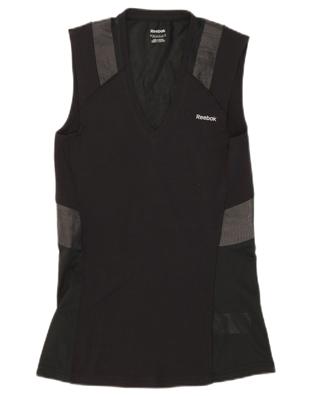 Canotta Reebok da donna UK 12/14 Medium Black Colourblock Cotton