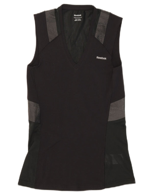 Canotta Reebok da donna UK 12/14 Medium Black Colourblock Cotton
