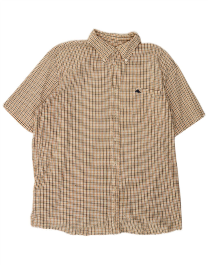 Camicia a maniche corte da uomo KAPPA 2XL in cotone a quadri bianchi