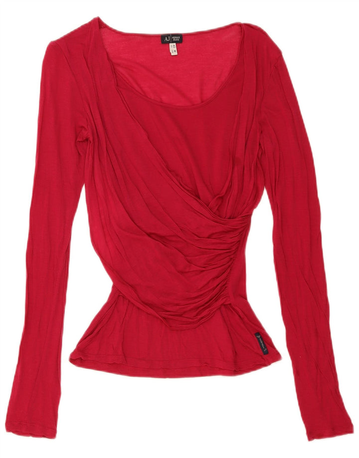 Armani Jeans Camicetta a maniche lunghe da donna Top UK 12 Rosso medio