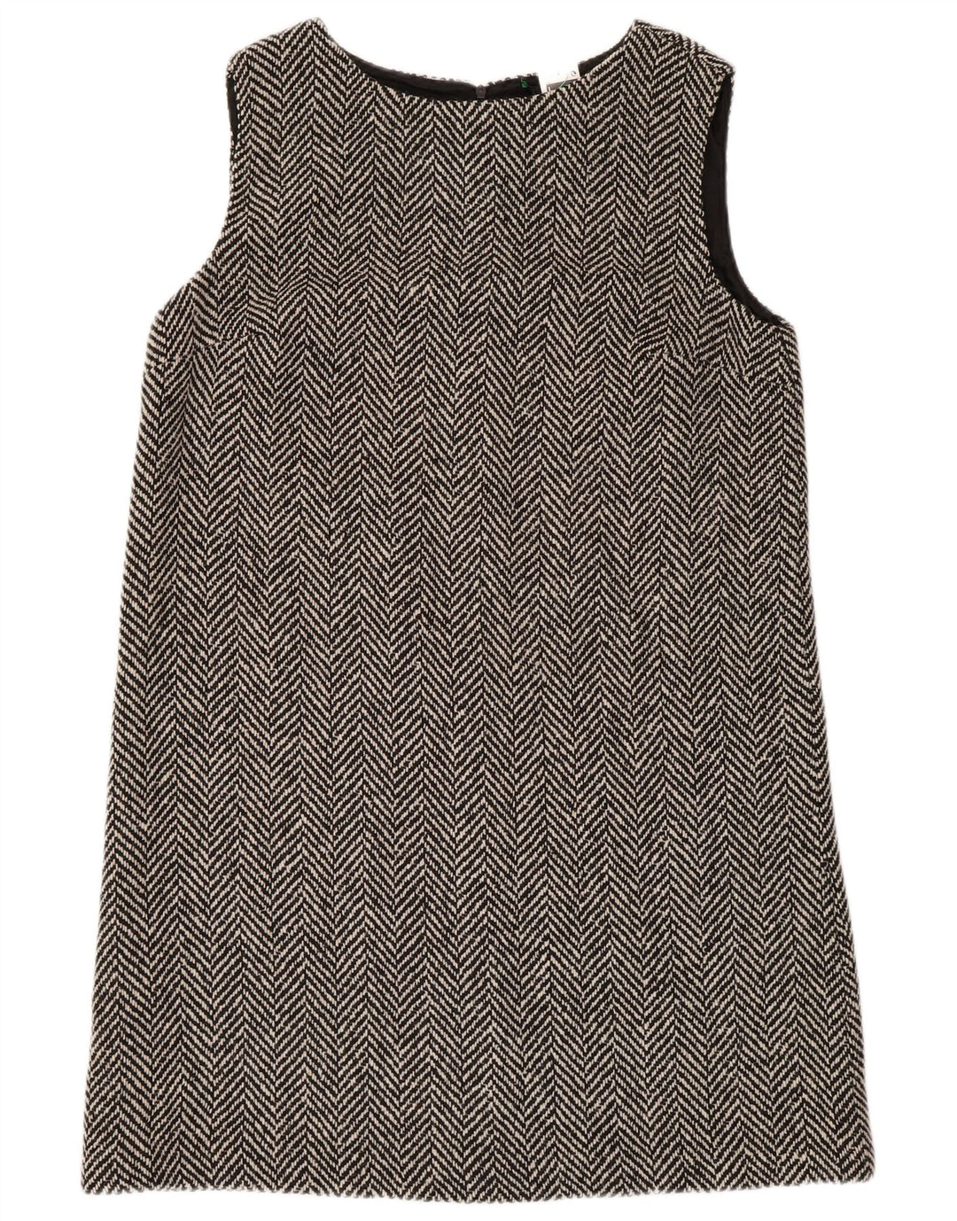 BENETTON Womens Sleeveless Shift Dress UK 16 Large Grey Herringbone