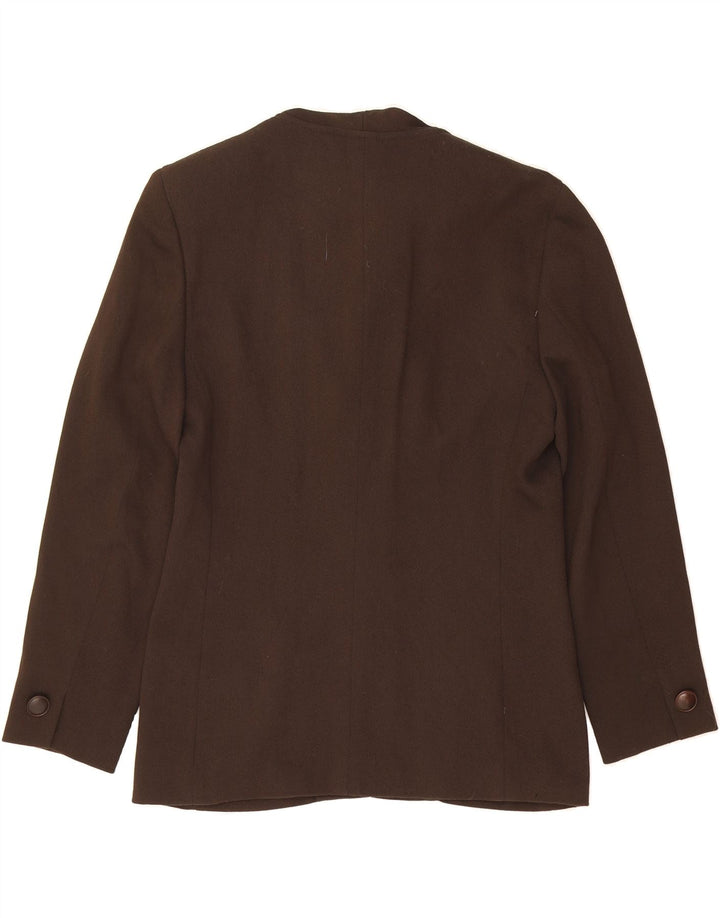 GENNY Womens 3 Button Blazer Jacket UK 36 Large Brown Wool Vintage Genny and Second-Hand Genny from Messina Hembry 