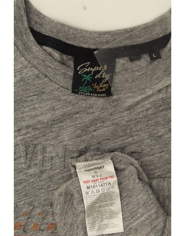T-shirt grafica da uomo Superdry Top grande in cotone chiazzato grigio