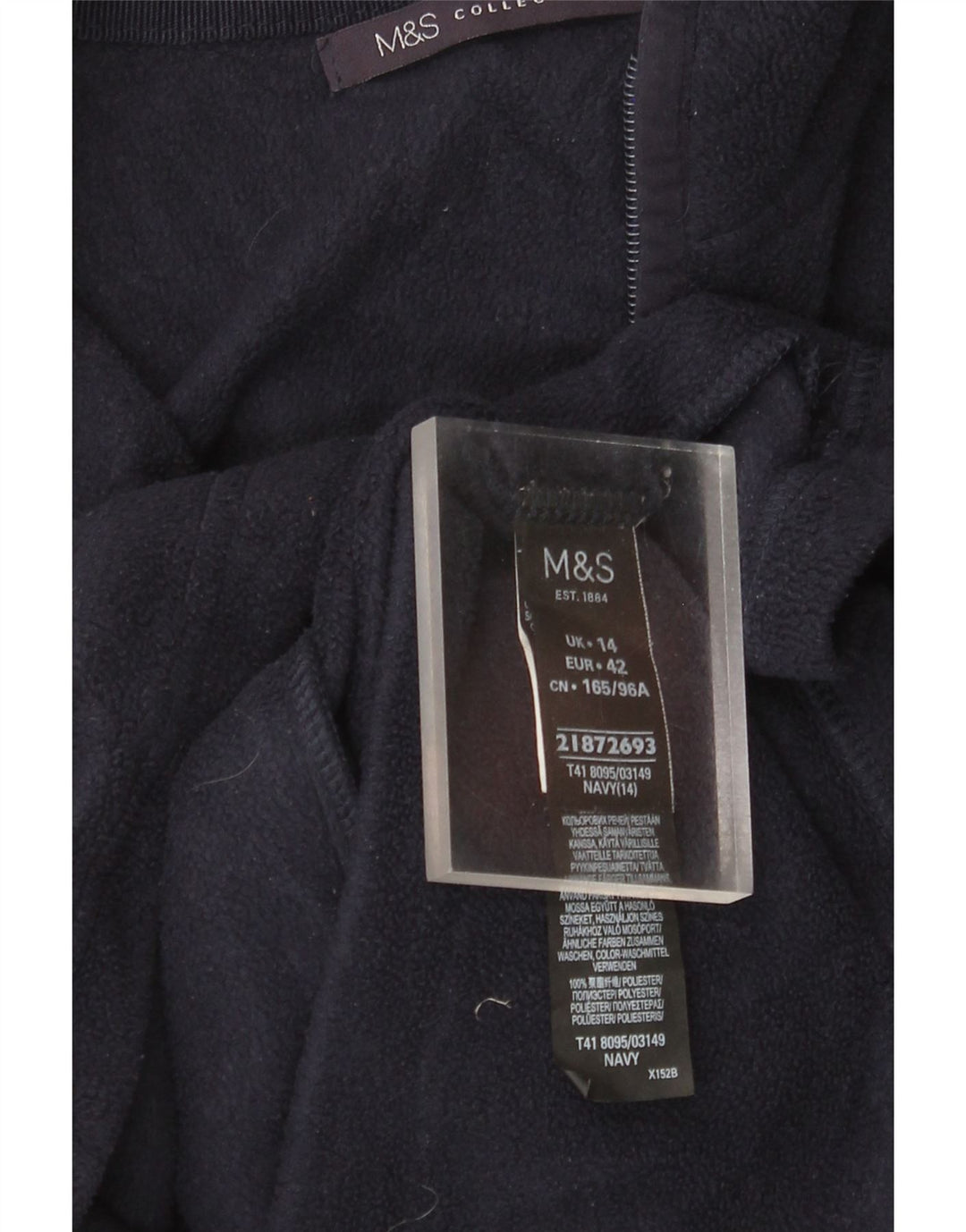Giacca in pile da donna Marks & Spencer UK 14 grande poliestere blu navy
