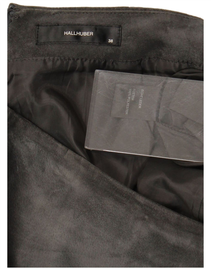 Gonna in pelle scamosciata da donna HALLHUBER EU 38 Media W32 Pelle grigia