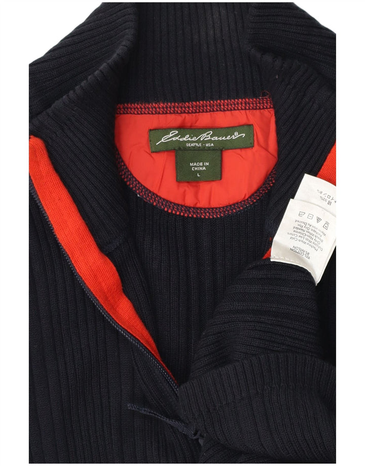 EDDIE BAUER Maglione cardigan da uomo grande cotone blu navy