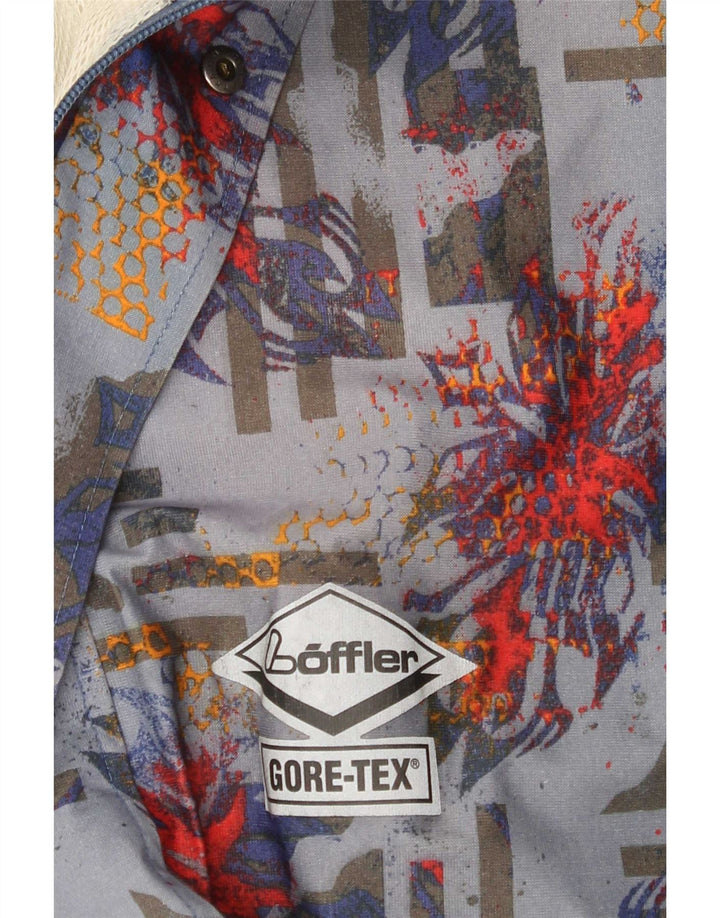 Giacca antipioggia da uomo con cappuccio Loffler UK 40 grande blu geometrico