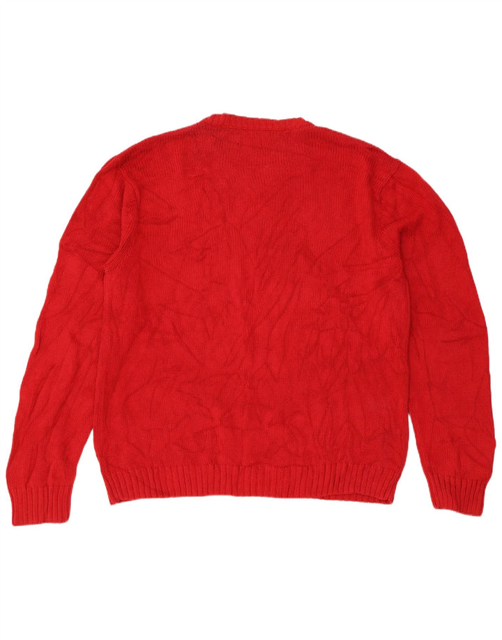 Maglione da uomo Chaps Regular Fit con scollo a V XL in cotone rosso