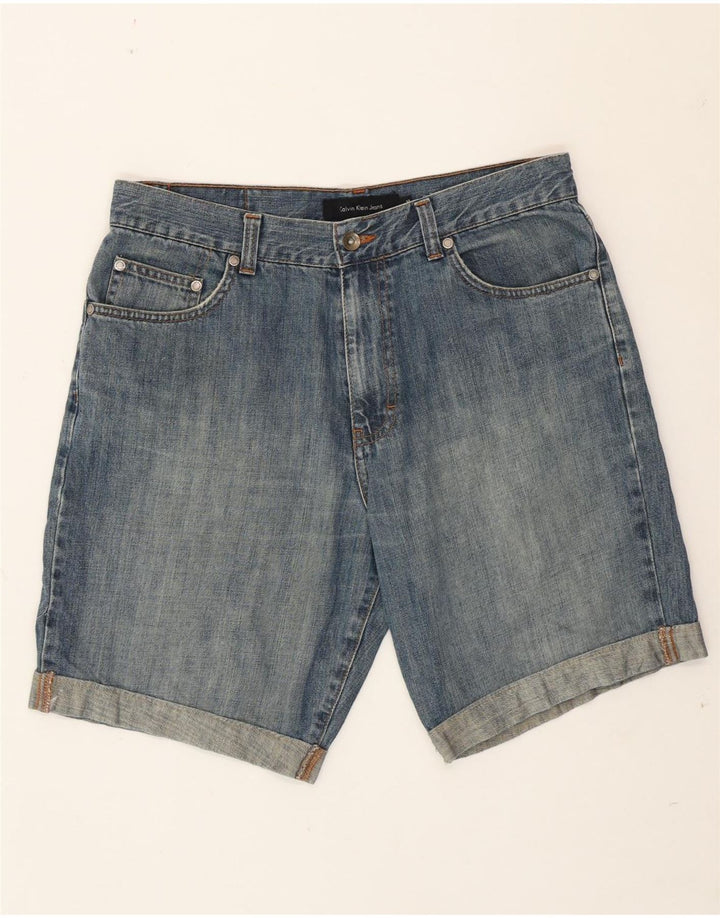 Pantaloncini di jeans da uomo Calvin Klein W33 cotone blu medio