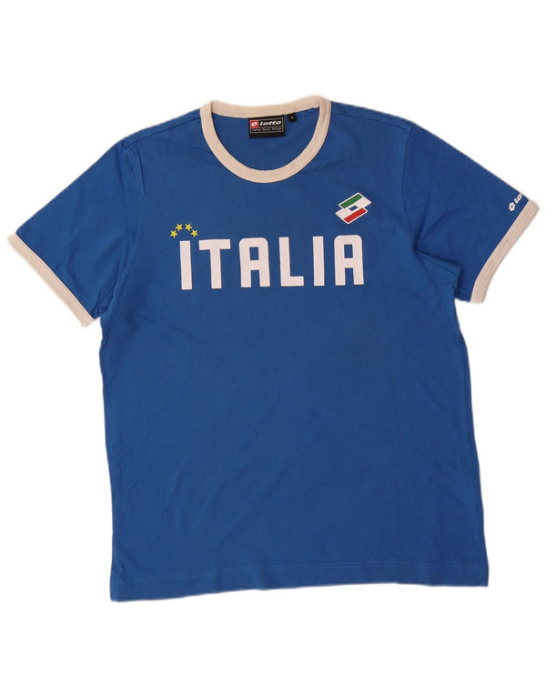 Lotto Mens Italia Graphic T-Shirt Top Medium Blue Cotton