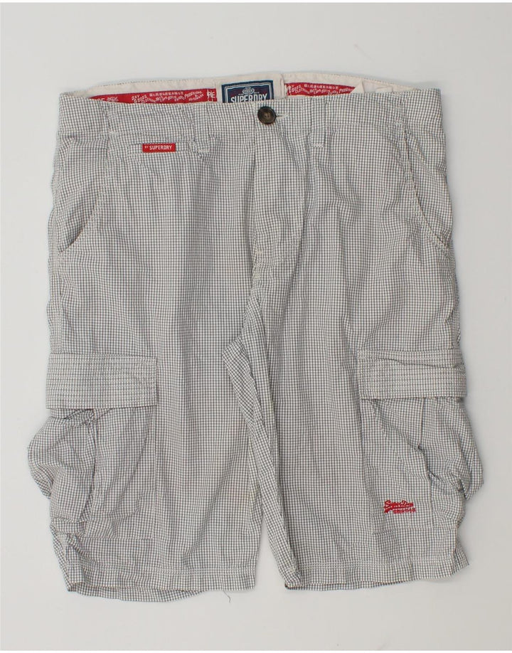 Pantaloncini cargo da uomo Superdry grandi W36 in cotone a quadretti bianchi