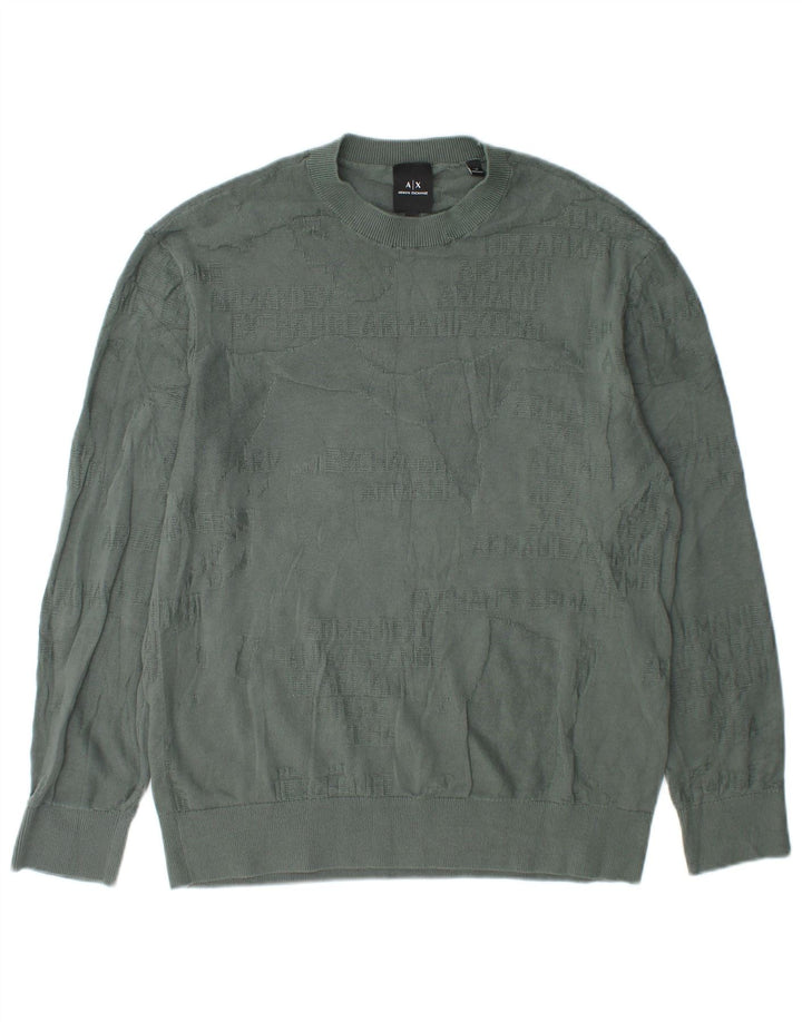 Armani Exchange Uomo Maglione Girocollo Maglione Piccolo Cotone Verde