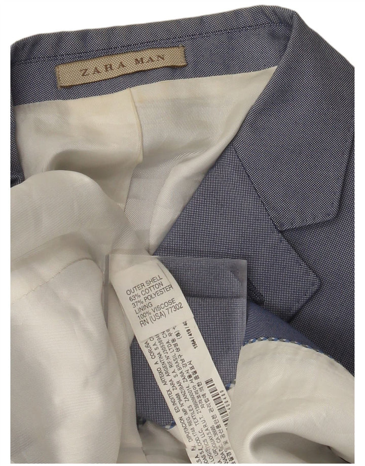 Giacca blazer da uomo a 2 bottoni Zara UK 36 piccola in cotone blu