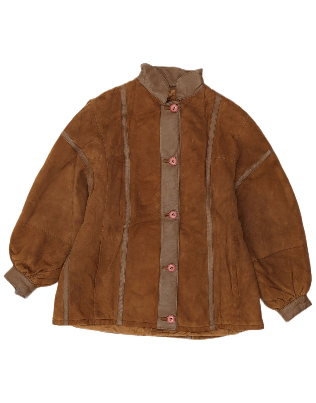 Giacca vintage oversize in pelle scamosciata da donna IT 42 Marrone medio