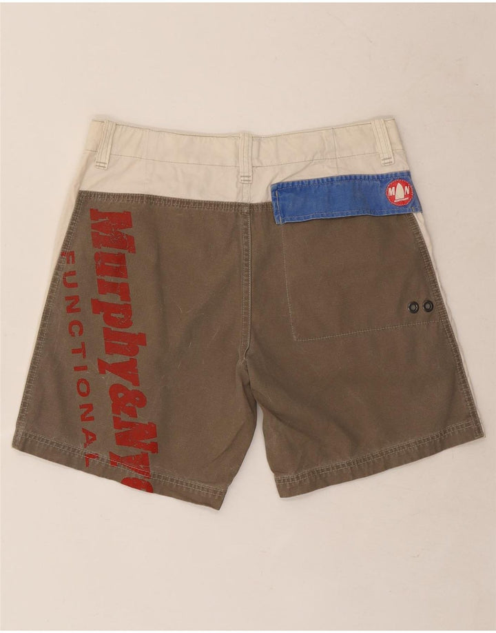 Pantaloncini casual grafici da uomo Murphy & Nye W32 cotone color block bianco medio