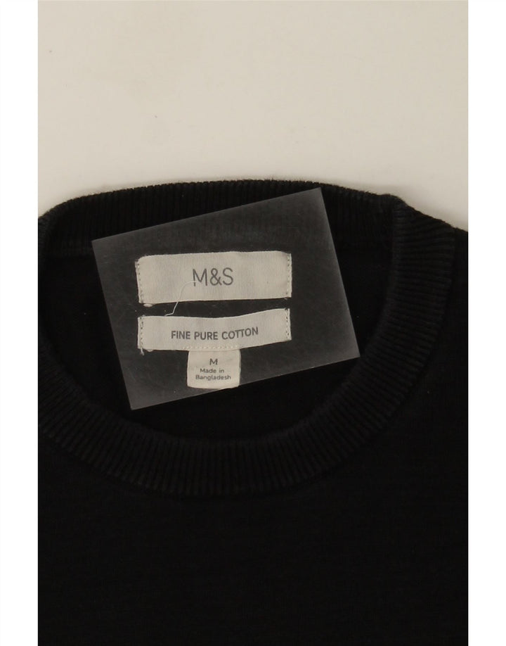 Maglione maglione girocollo da donna Marks & Spencer in cotone nero medio
