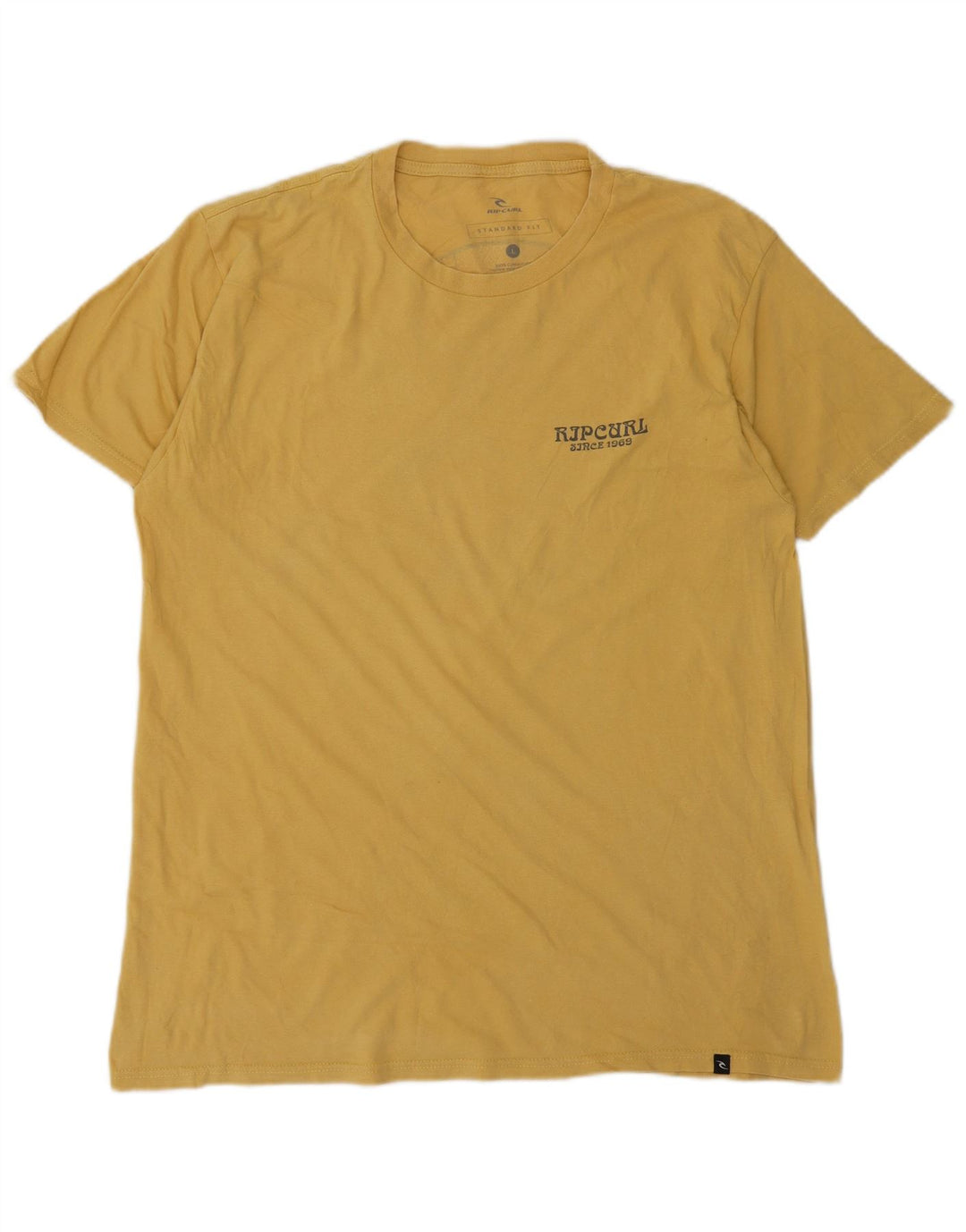 T-shirt grafica da uomo con vestibilità standard Rip Curl, taglia grande, in cotone giallo