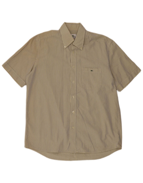 Camicia a maniche corte da uomo Lacoste taglia 42 in cotone a quadri gialli grandi