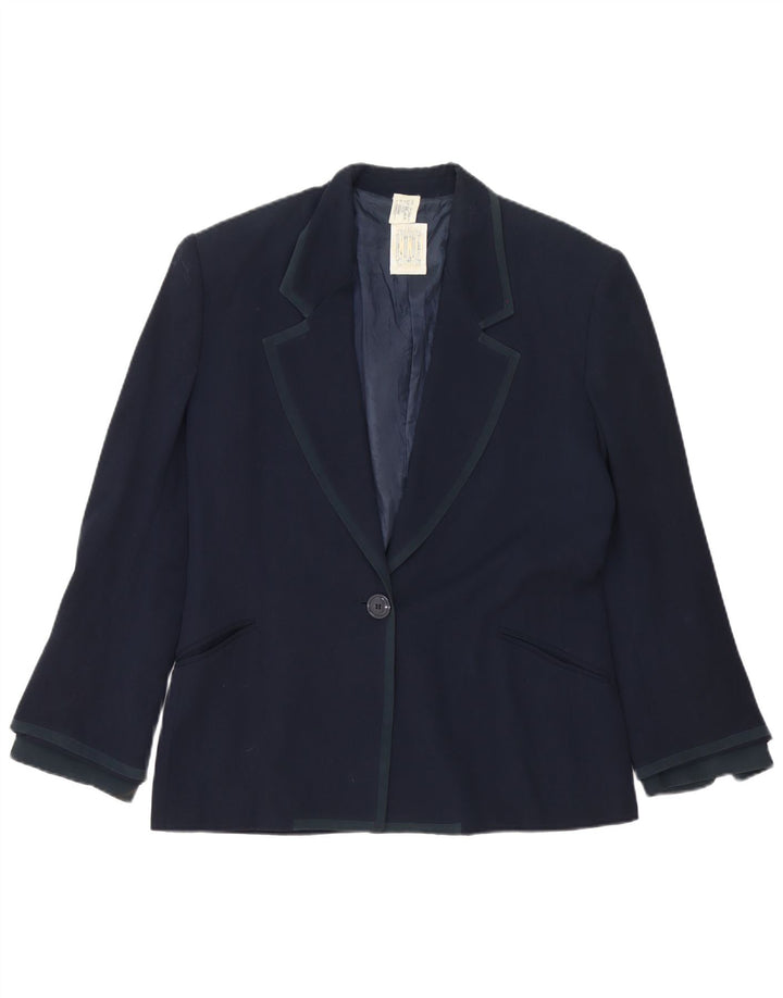 Giacca blazer da donna a 1 bottone Ferre UK 16 grande blu navy