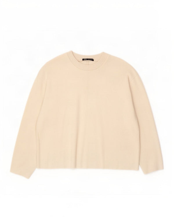 Top Zara da donna a maniche lunghe UK 16 grande bianco sporco