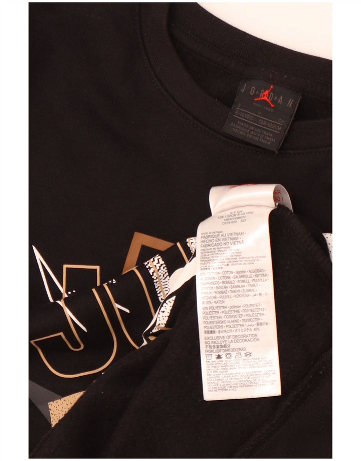 JORDAN Felpa con grafica per ragazzi, 8-9 anni, piccola, in cotone nero