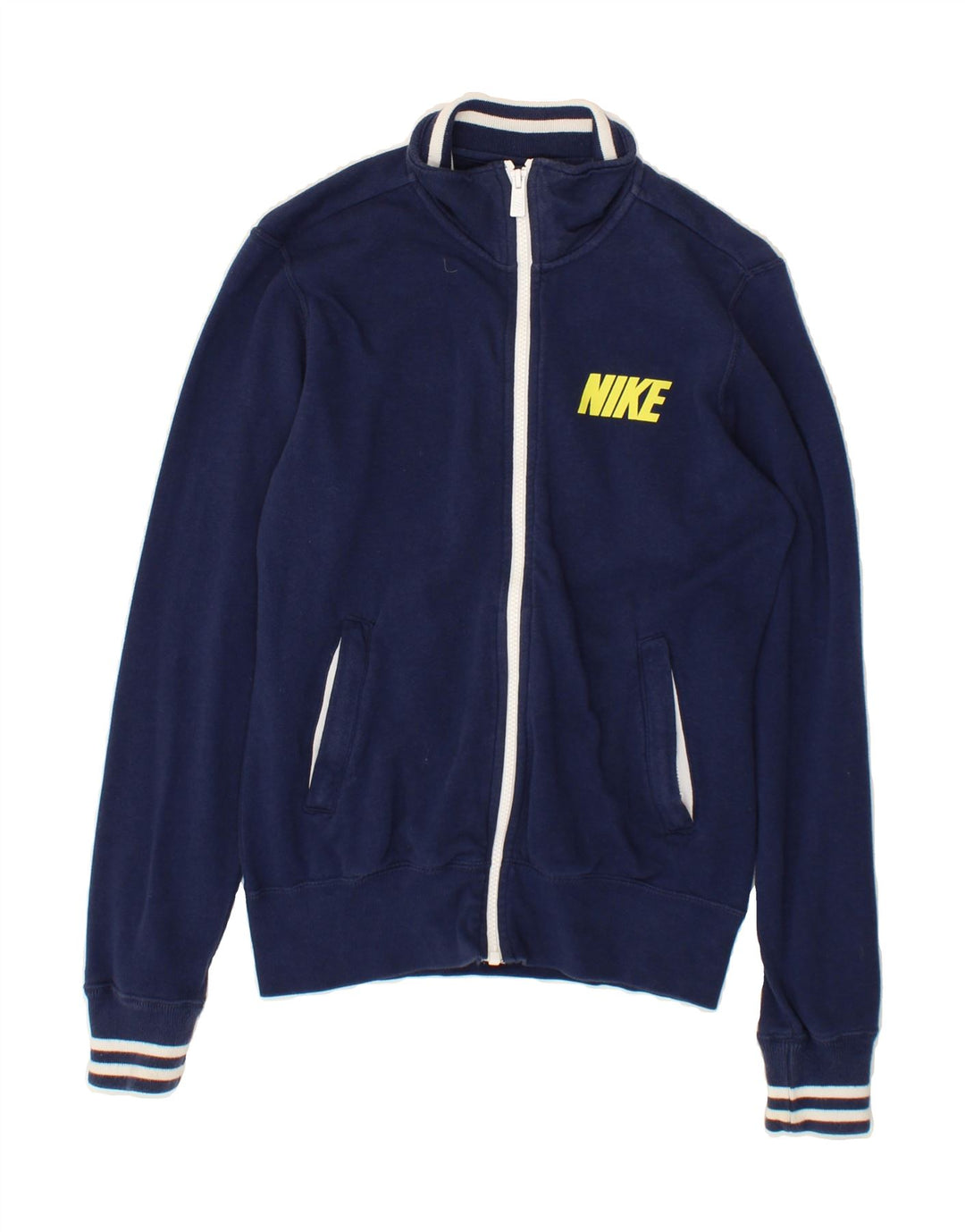NIKE Womens Tracksuit Top Jacket UK 10 Small Navy Blue Cotton Vintage Nike and Second-Hand Nike from Messina Hembry 