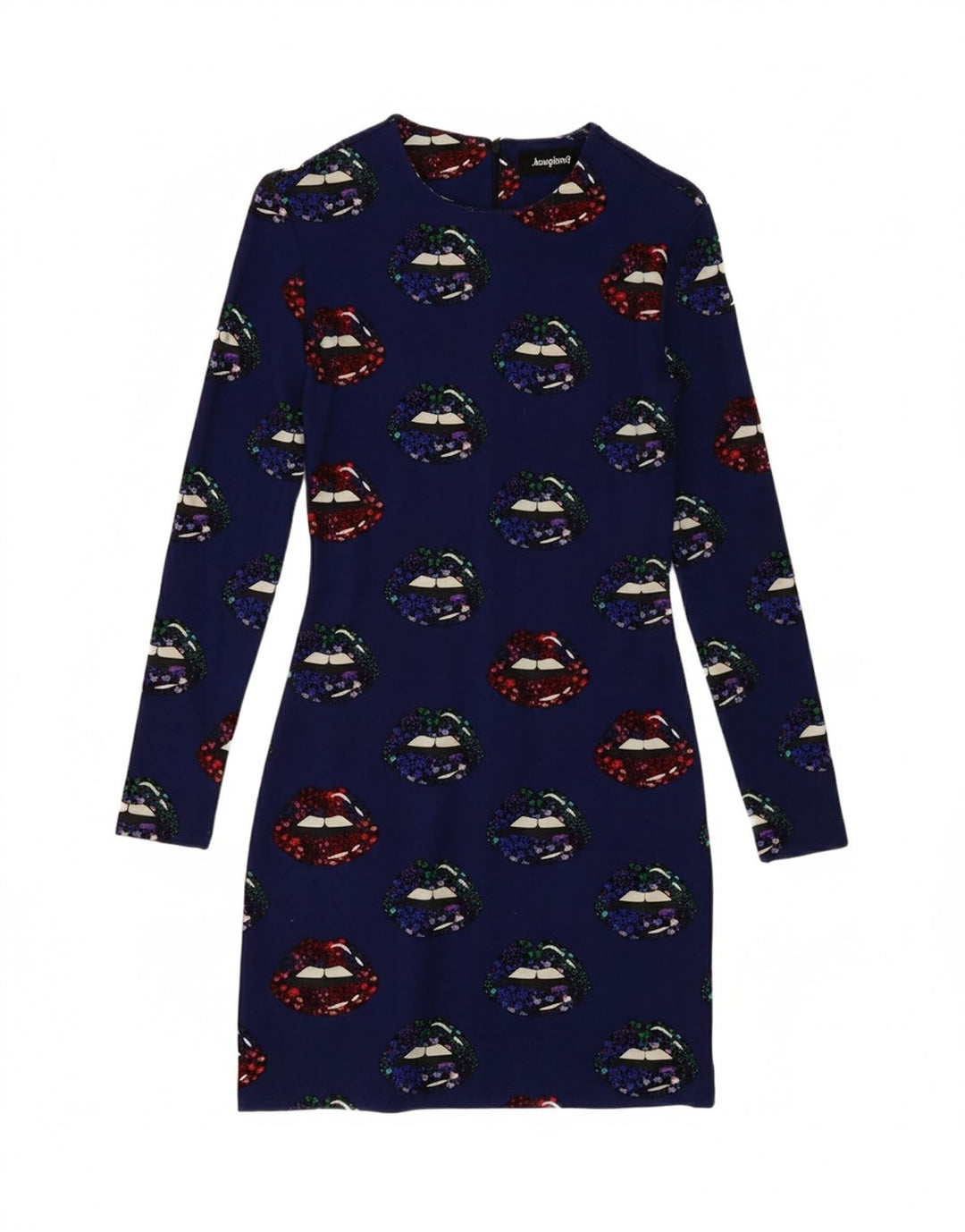 DESIGUAL Womens Abstract Pattern Bodycon Dress UK 8 Small Navy Blue