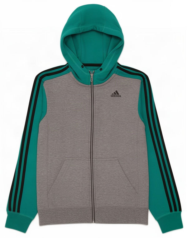 Maglione con cappuccio e zip Adidas Climalite da uomo piccolo in poliestere color block grigio
