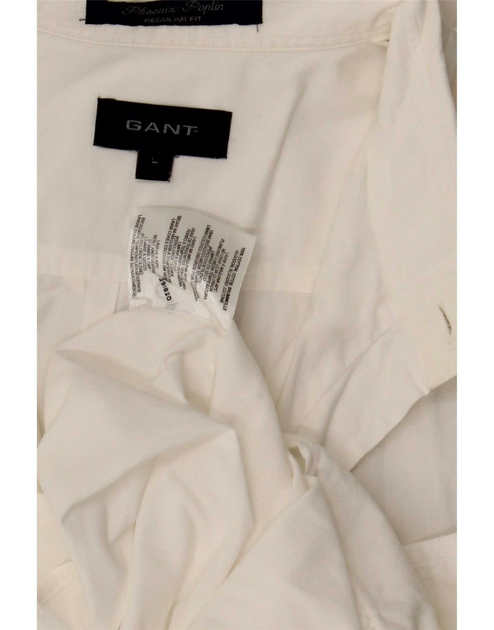 Gant Camicia Regular Fit da Uomo Large in Cotone Bianco