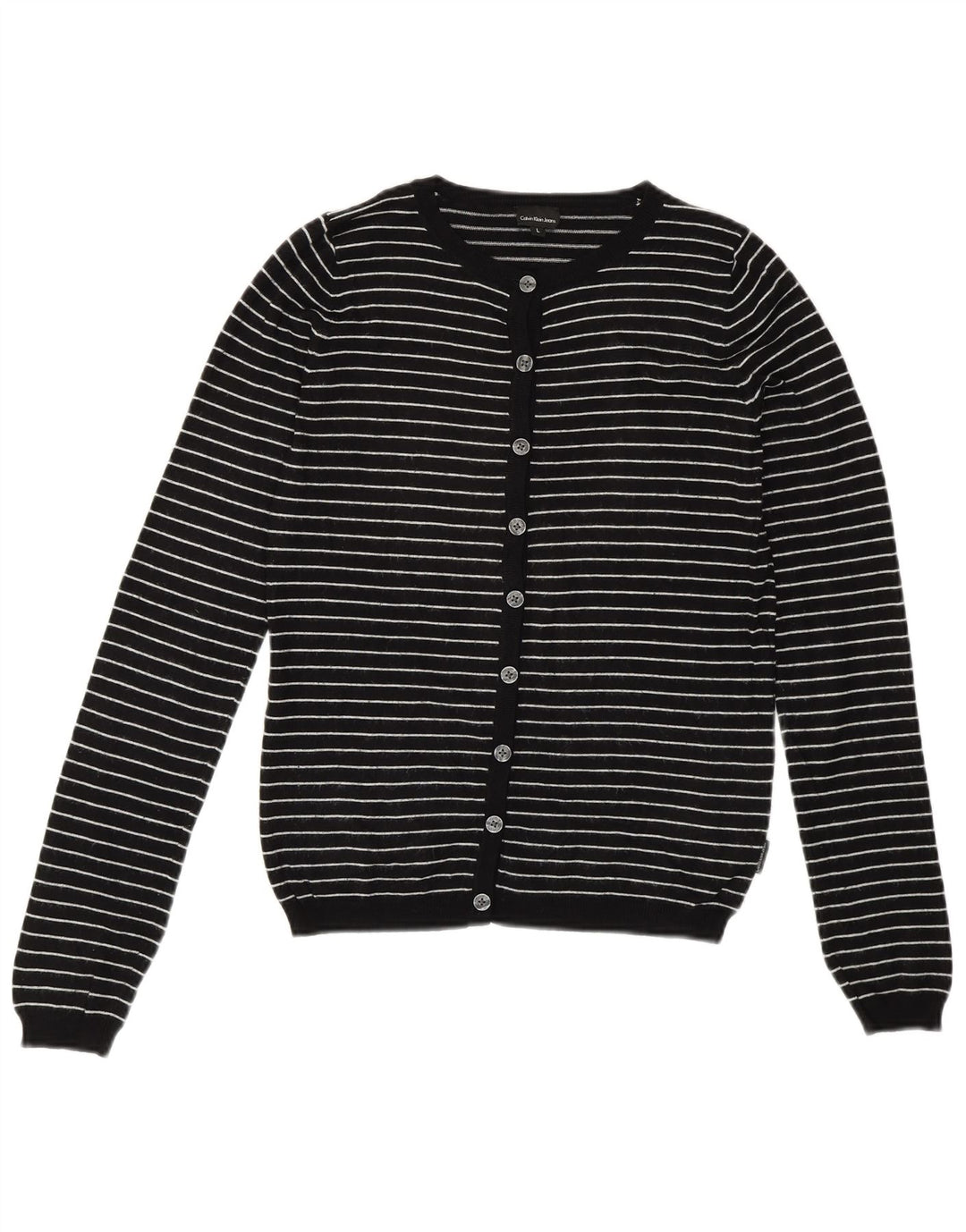 CALVIN KLEIN JEANS Maglione cardigan per bambina 11-12 anni a righe nere grandi