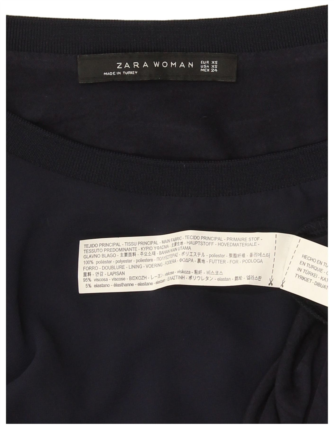 Top Zara da donna oversize in camicetta UK 6 XS in viscosa blu navy