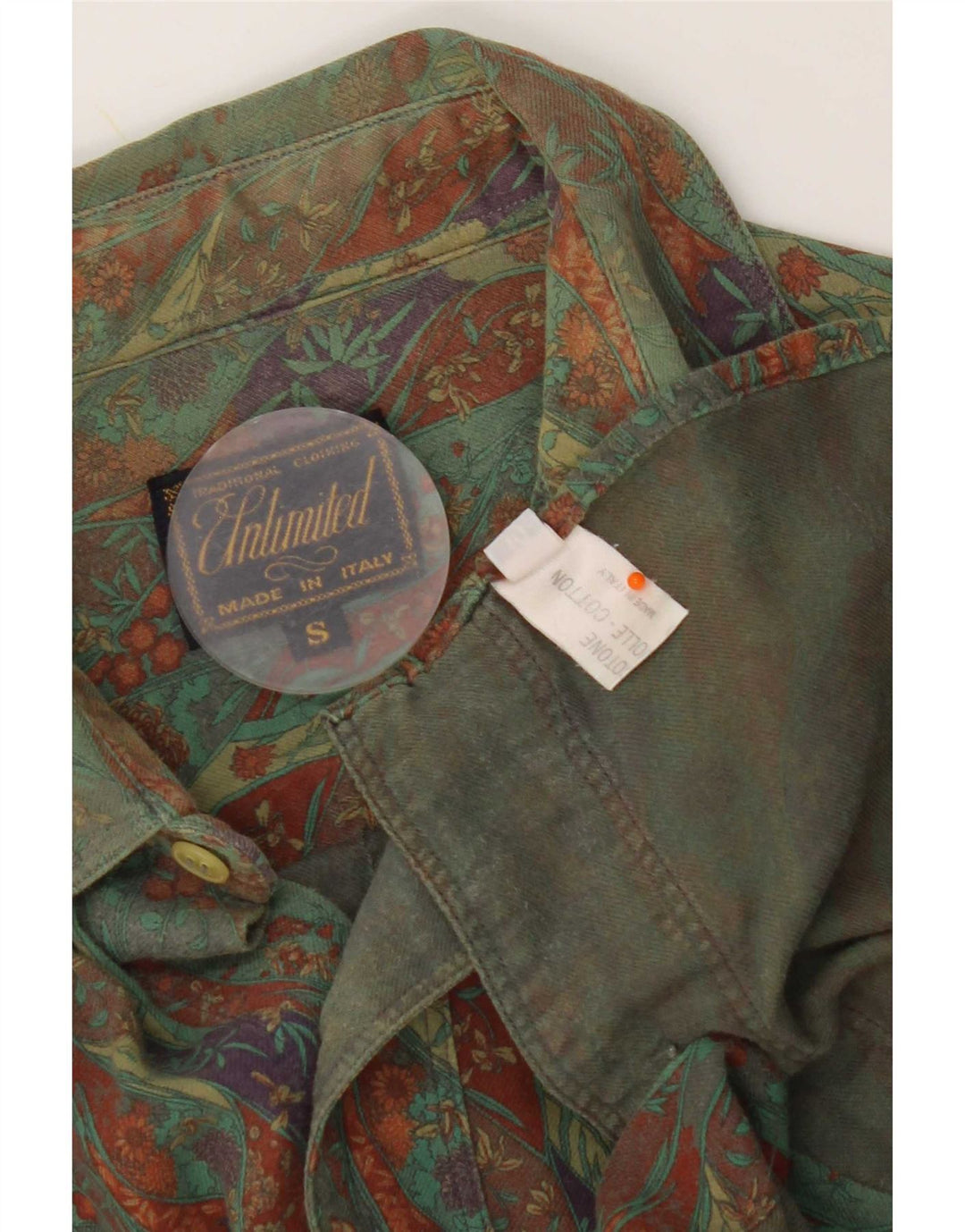 Camicia da uomo illimitata piccola in cotone floreale kaki