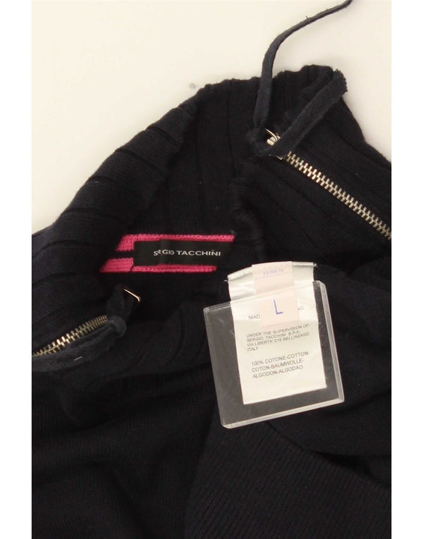 Maglione da donna con collo con zip Sergio Tacchini UK 16 grande blu navy