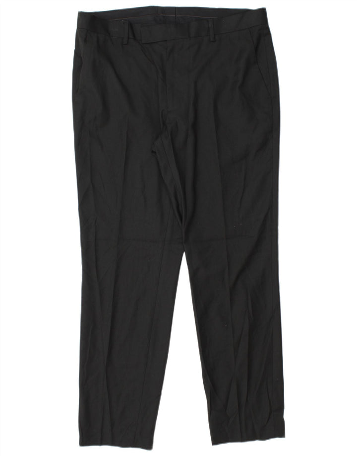 Pantaloni da abito slim fit da uomo Marks & Spencer W34 L29 poliestere nero