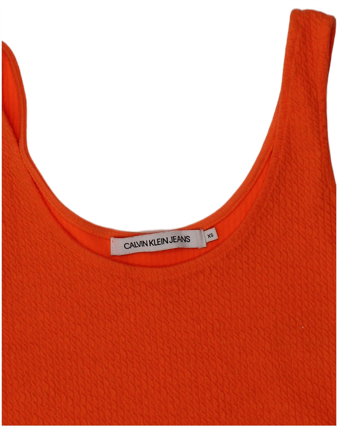 CALVIN KLEIN Womens Graphic Crop Top UK 4 XS Orange Polyester Modern