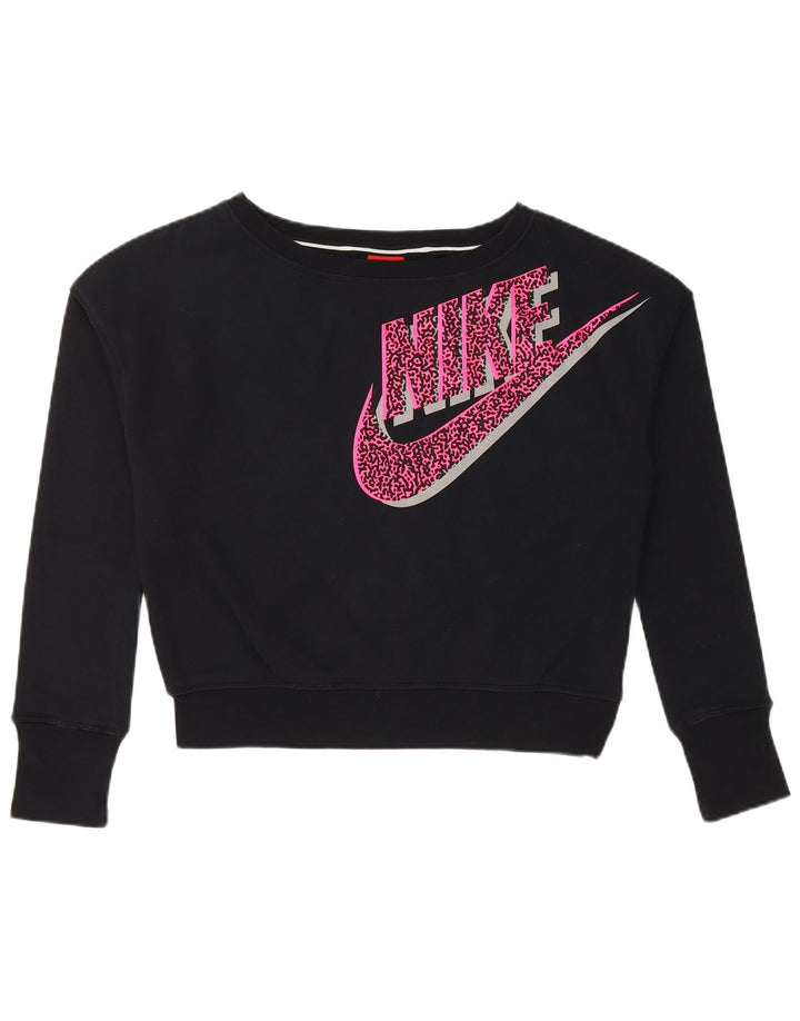 Felpa con grafica corta NIKE per ragazze 13-14 anni XL in cotone nero