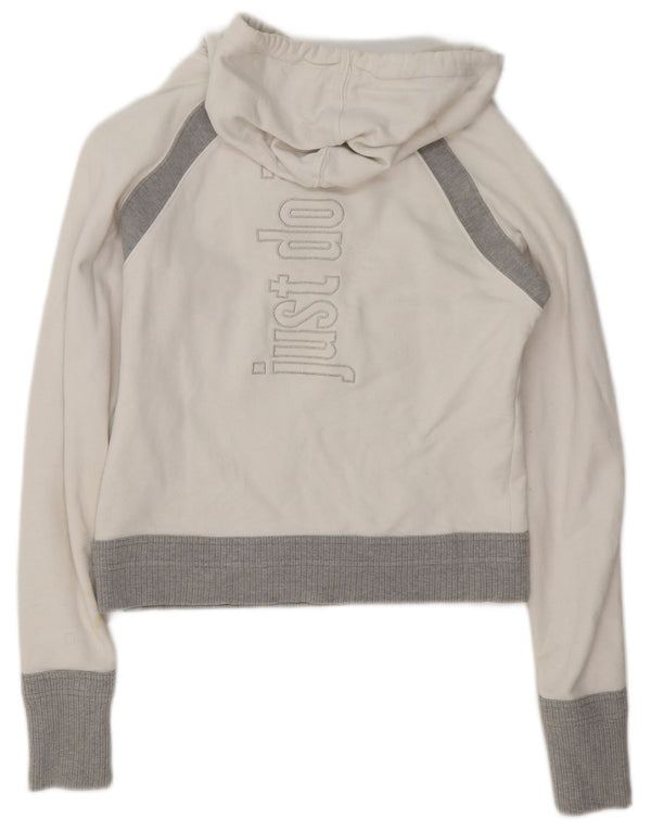 Felpa con cappuccio grafica corta Nike da donna UK 10/12 Medium White Colourblock
