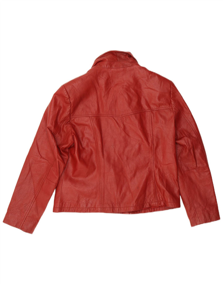 Giacca blazer vintage da donna in pelle a 4 bottoni IT 44 in pelle rossa media