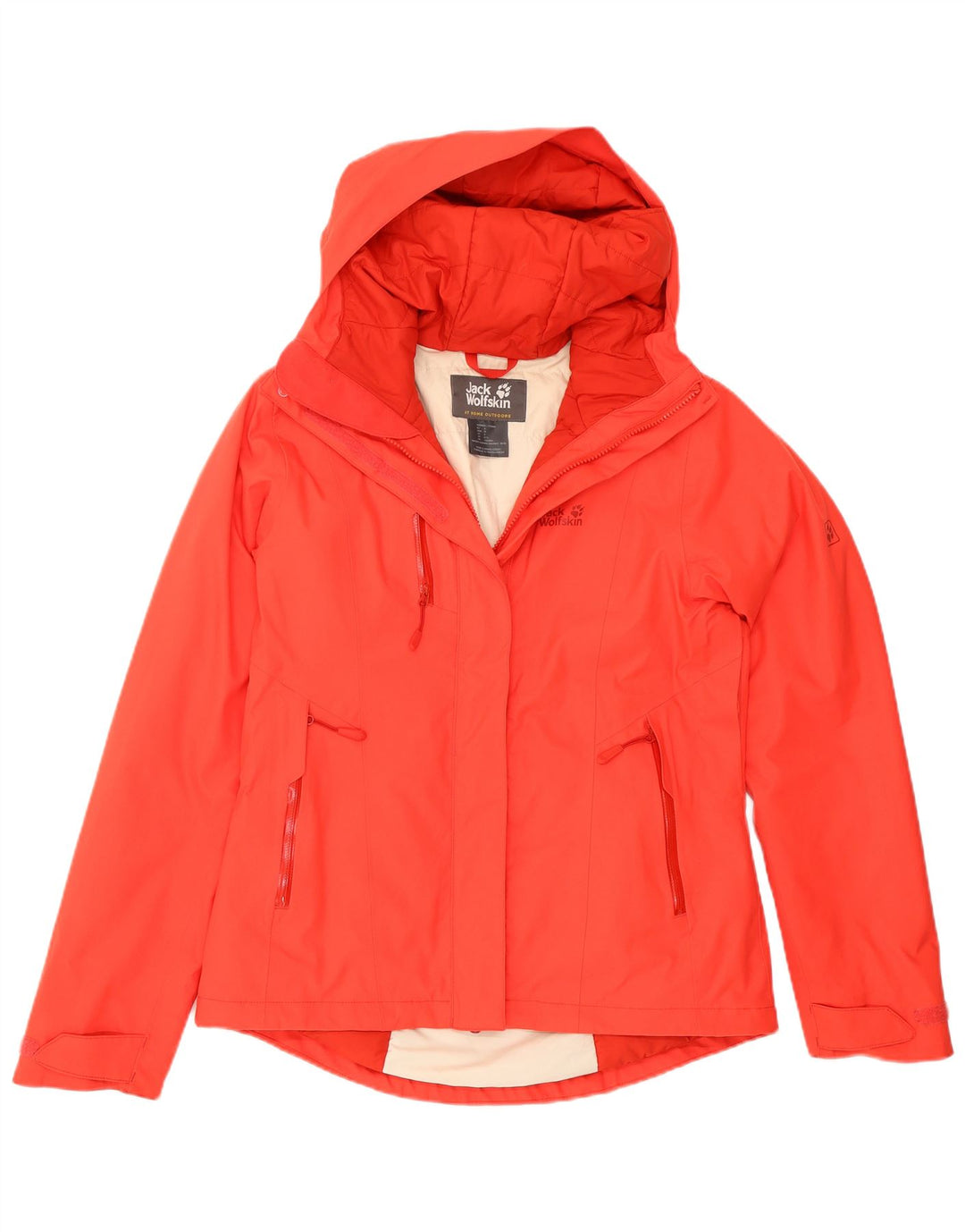 Giacca antipioggia oversize con cappuccio da donna Jack Wolfskin UK 8/10 Small Rossa