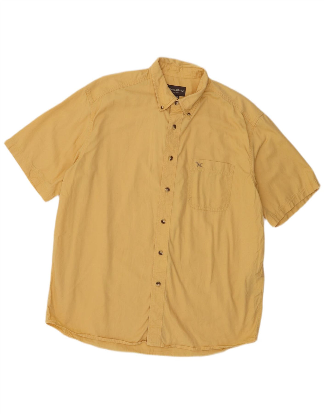 Camicia a maniche corte da uomo Eddie Bauer grande in cotone giallo