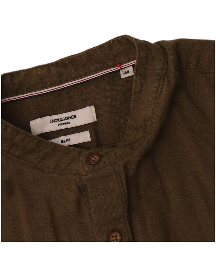 Jack & Jones Camicia pullover slim premium da uomo in cotone kaki medio
