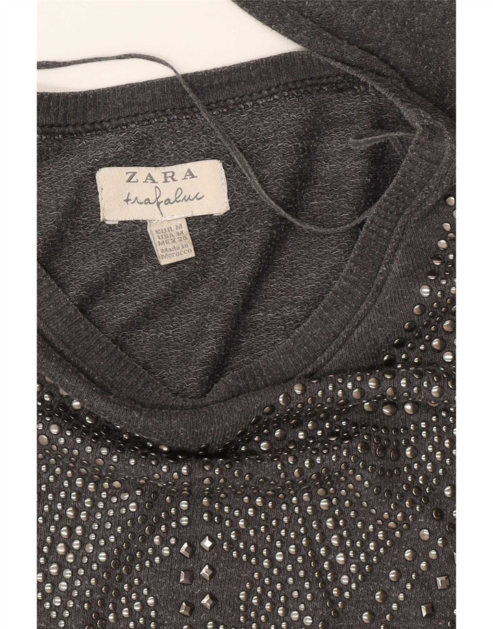Felpa Zara Trafaluc da donna UK 14 Grigio medio