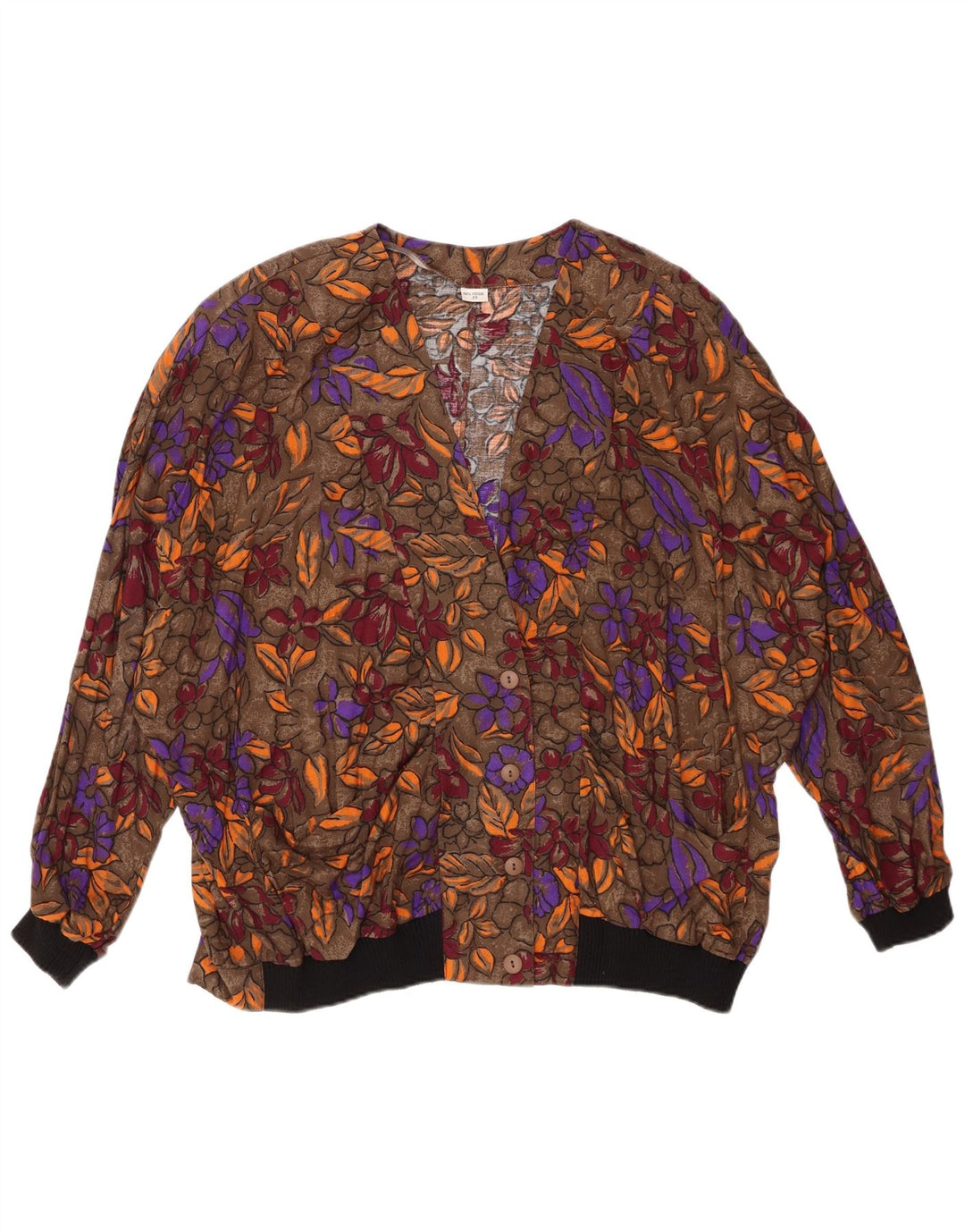 Camicetta da donna VINTAGE UK 20 2XL Viscosa floreale marrone