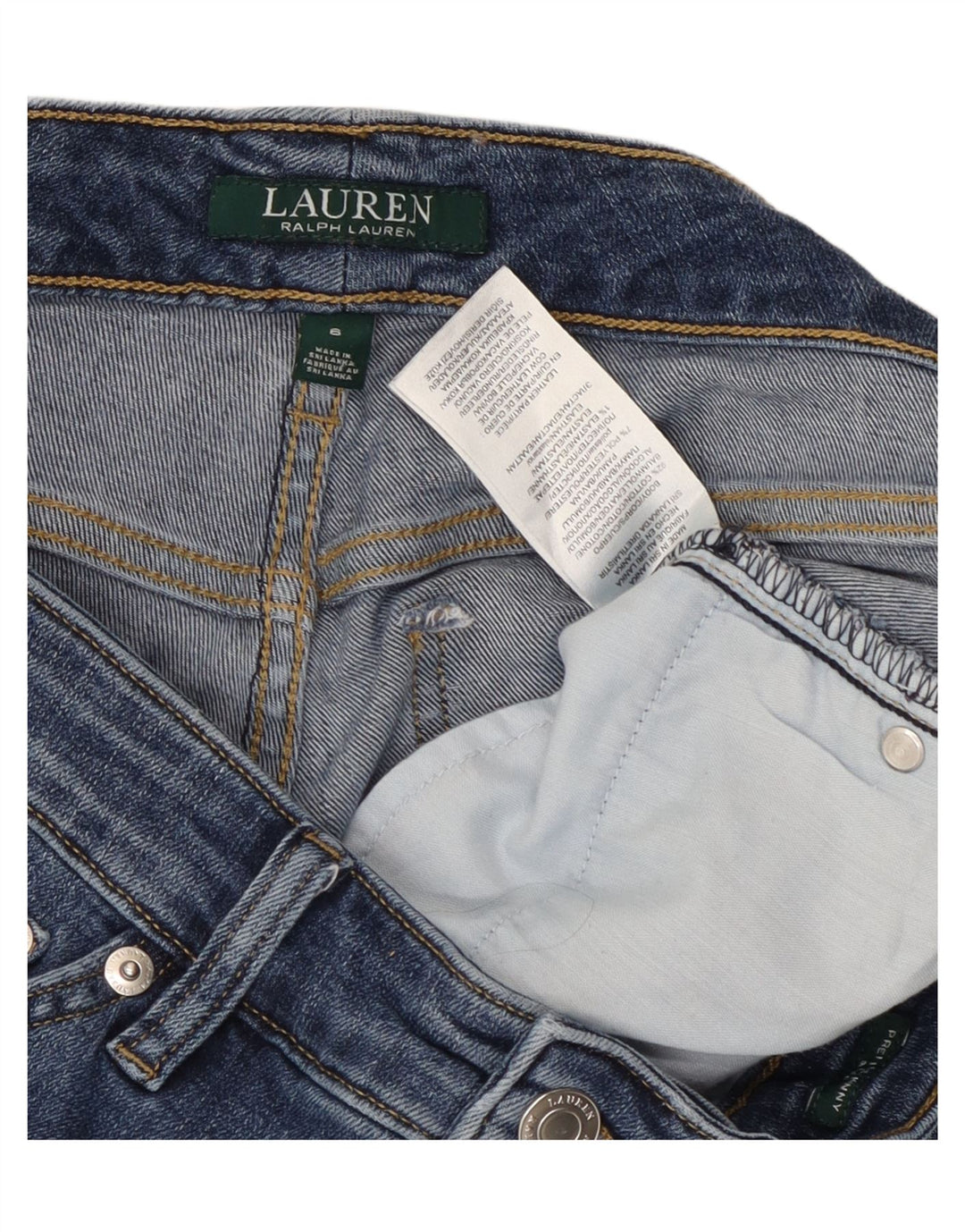 Jeans aderenti da donna Ralph Lauren US 6 Medio W30 L26 Cotone Blu