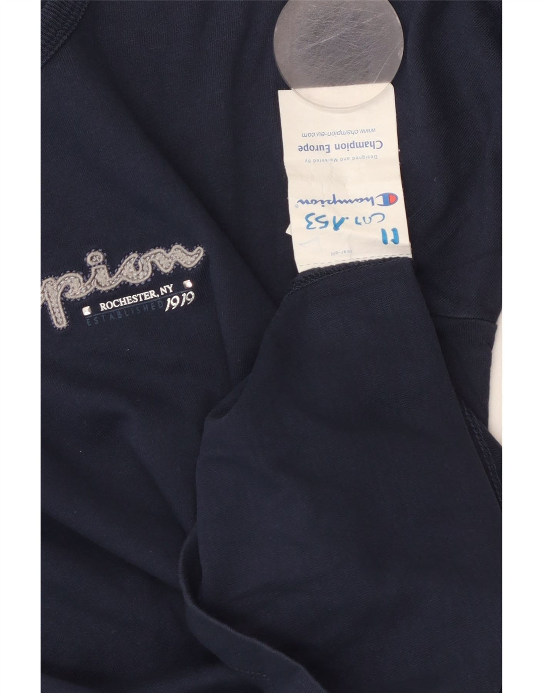 CHAMPION Top da donna a maniche lunghe UK 8 Small in cotone blu navy