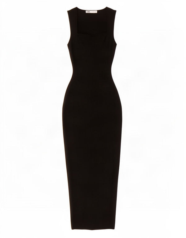 Vestito lungo senza maniche da donna Zara UK 8 Small in viscosa nera
