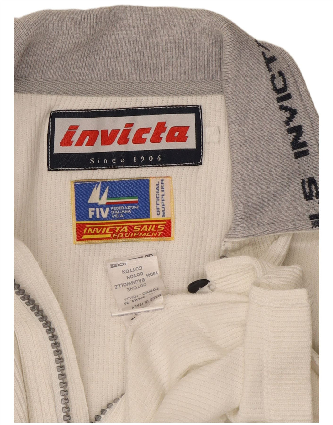 INVICTA Mens Graphic Tracksuit Top Jacket Large White Cotton