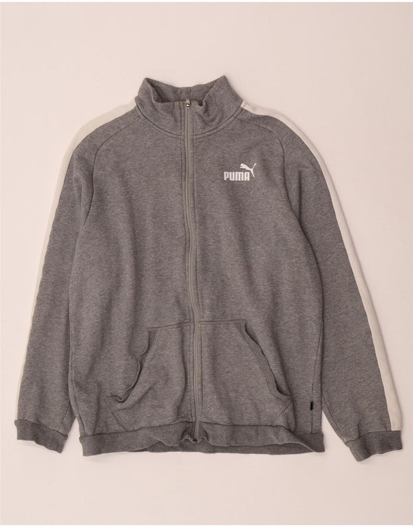 Giacca da ginnastica da donna Puma UK 16 Large in cotone color block grigio