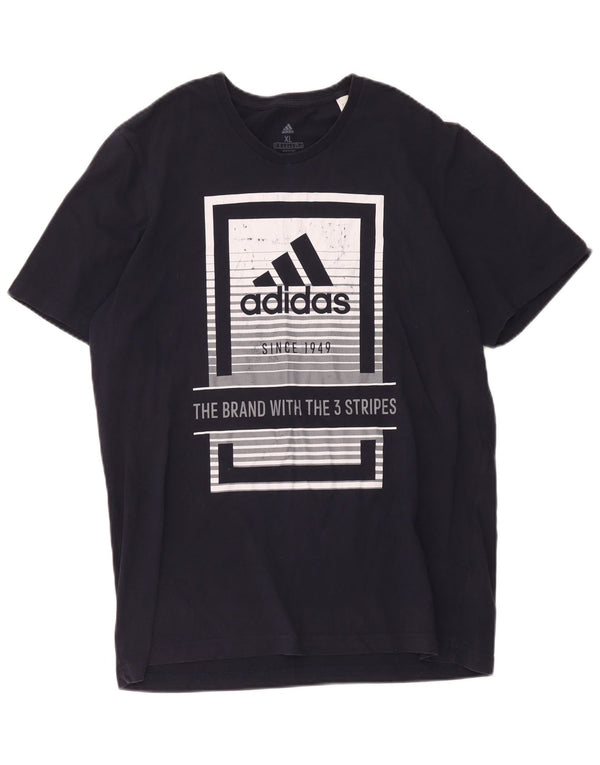 T-shirt grafica da uomo Adidas Top XL in cotone blu navy